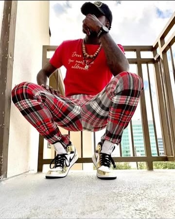 Red tee with the gold script line